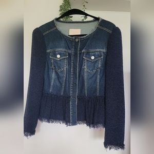 Rebecca taylor stretch tweed denim jacket